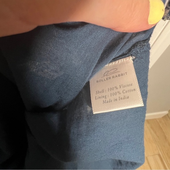 Roberta Roller Rabbit Navy Blue and White Maxi Dress Size S floral paisley print - Picture 11 of 12